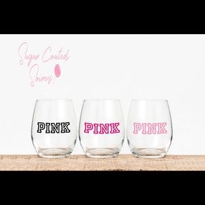 VS Pink Inspired Party Stemless Wine Glasses